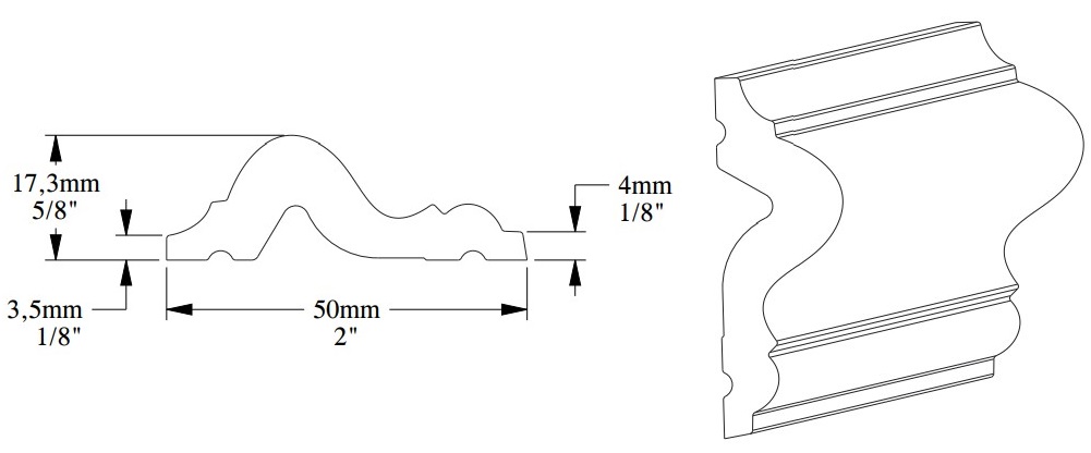 Гибкий молдинг под покраску Orac Decor Select PX175F 2000×50×17