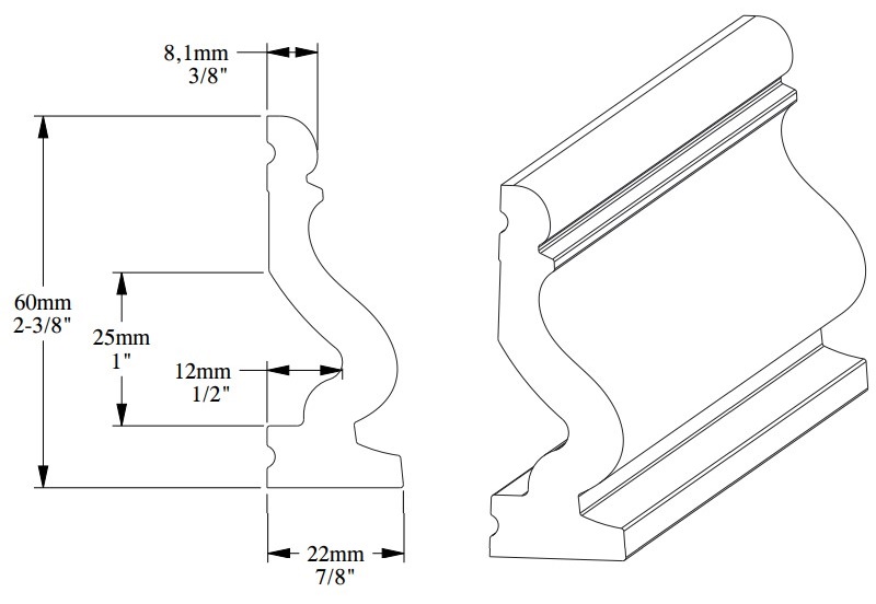 Гибкий молдинг под покраску Orac Decor Select DX174F 2000×60×22