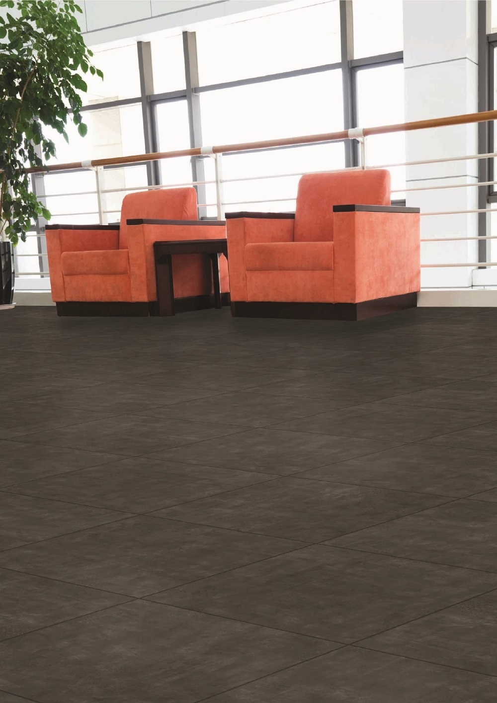 Виниловый пол Decoria клеевой Office Tile DT 743 Бетон Нима 470×470×2,5 фото в интерьере