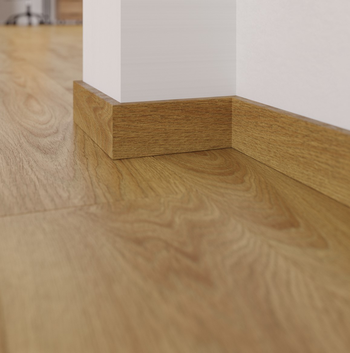 Плинтус МДФ FineFloor Wood Дуб Квебек FF-1408 2400×60×12,5 фото в интерьере