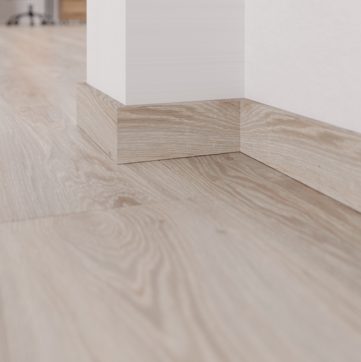 Плинтус МДФ FineFloor Wood Дуб Шер FF-1414 2400×60×12,5 фото в интерьере