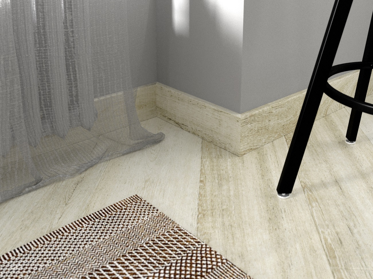 Плинтус МДФ виниловый FineFloor Wood Венге Биоко FF-1563/1463 2400×60×12,5 фото в интерьере