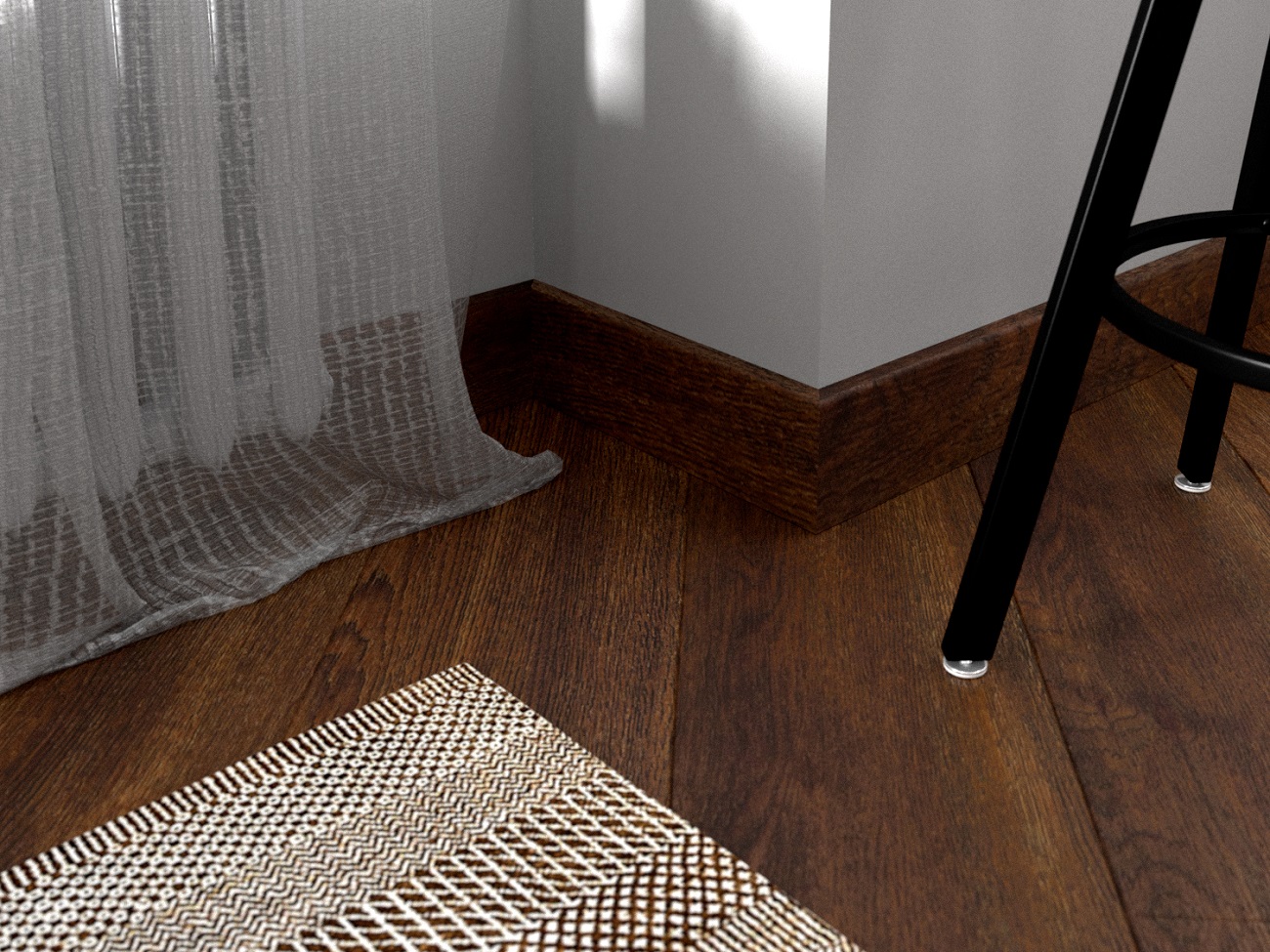 Плинтус МДФ виниловый FineFloor Wood Дуб Кале FF-1575/1475 2400×60×12,5 фото в интерьере