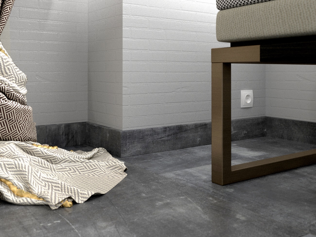 Плинтус МДФ виниловый FineFloor Stone Детройт FF-1540/1440 2400×60×12,5 фото в интерьере