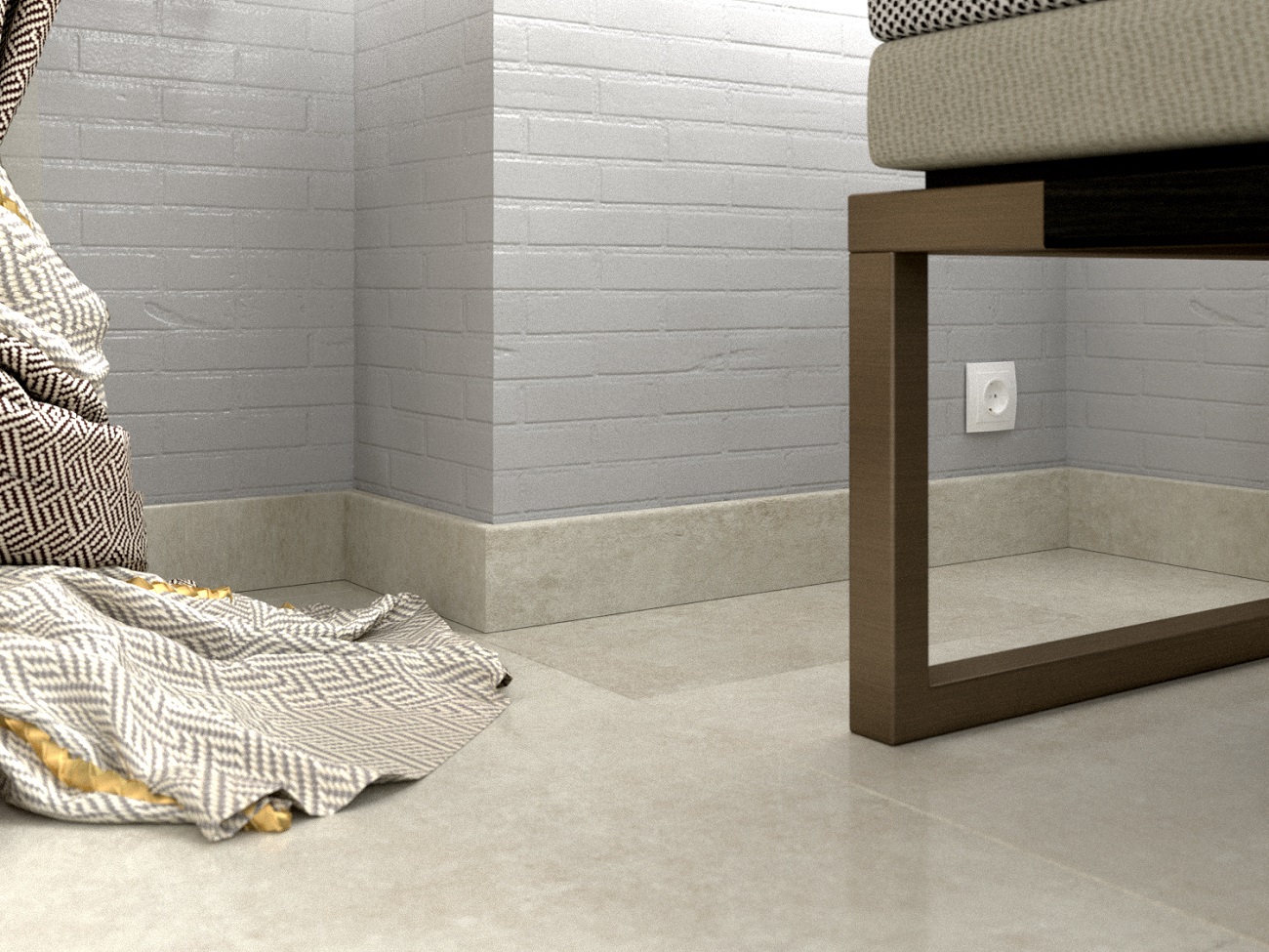 Плинтус МДФ виниловый FineFloor Stone Шато Де Брезе FF-1553/1453 2400×60×12,5 фото в интерьере