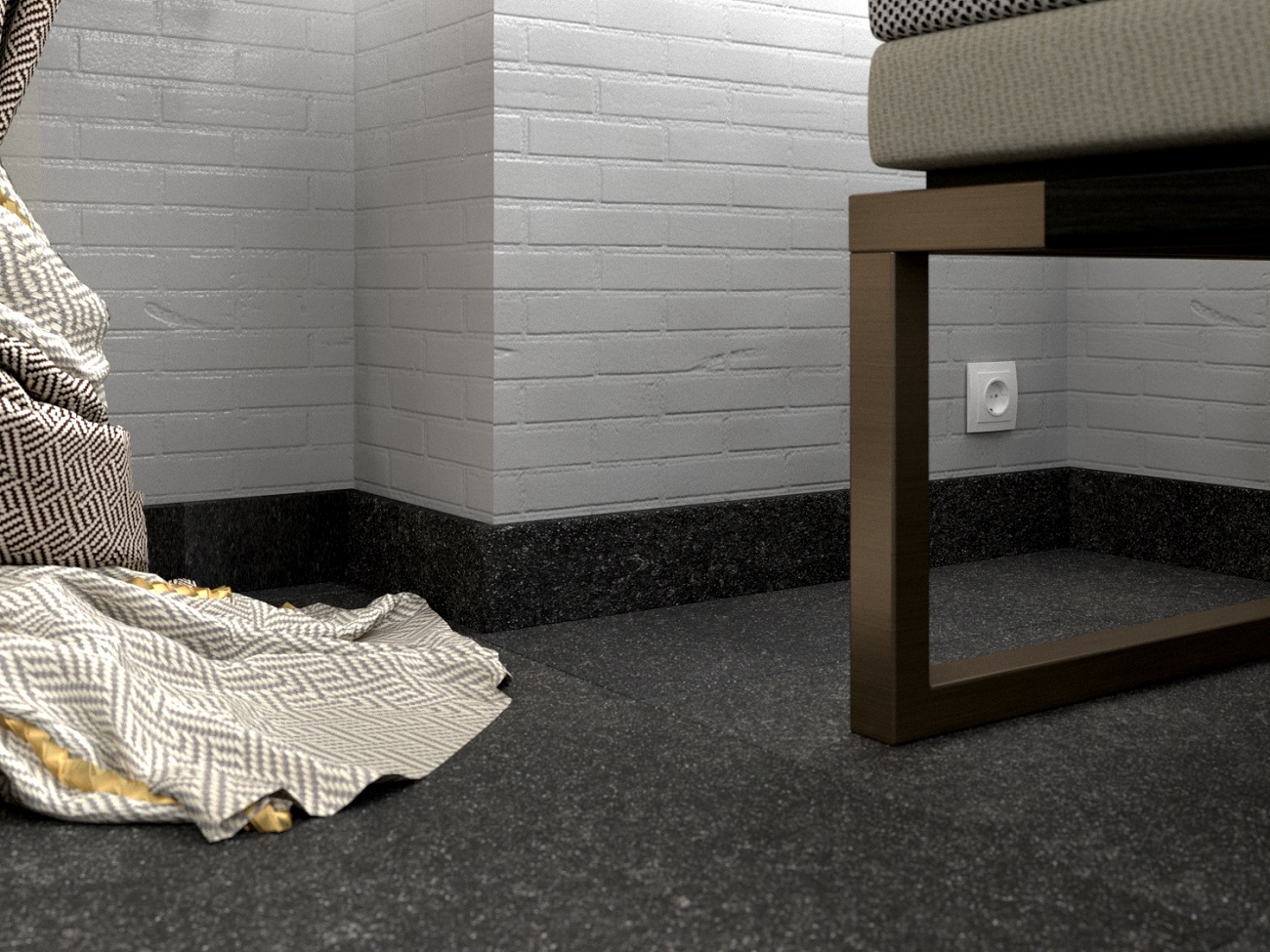 Плинтус МДФ виниловый FineFloor Stone Лаго-Верде FF-1592/1492 2400×60×12,5 фото в интерьере