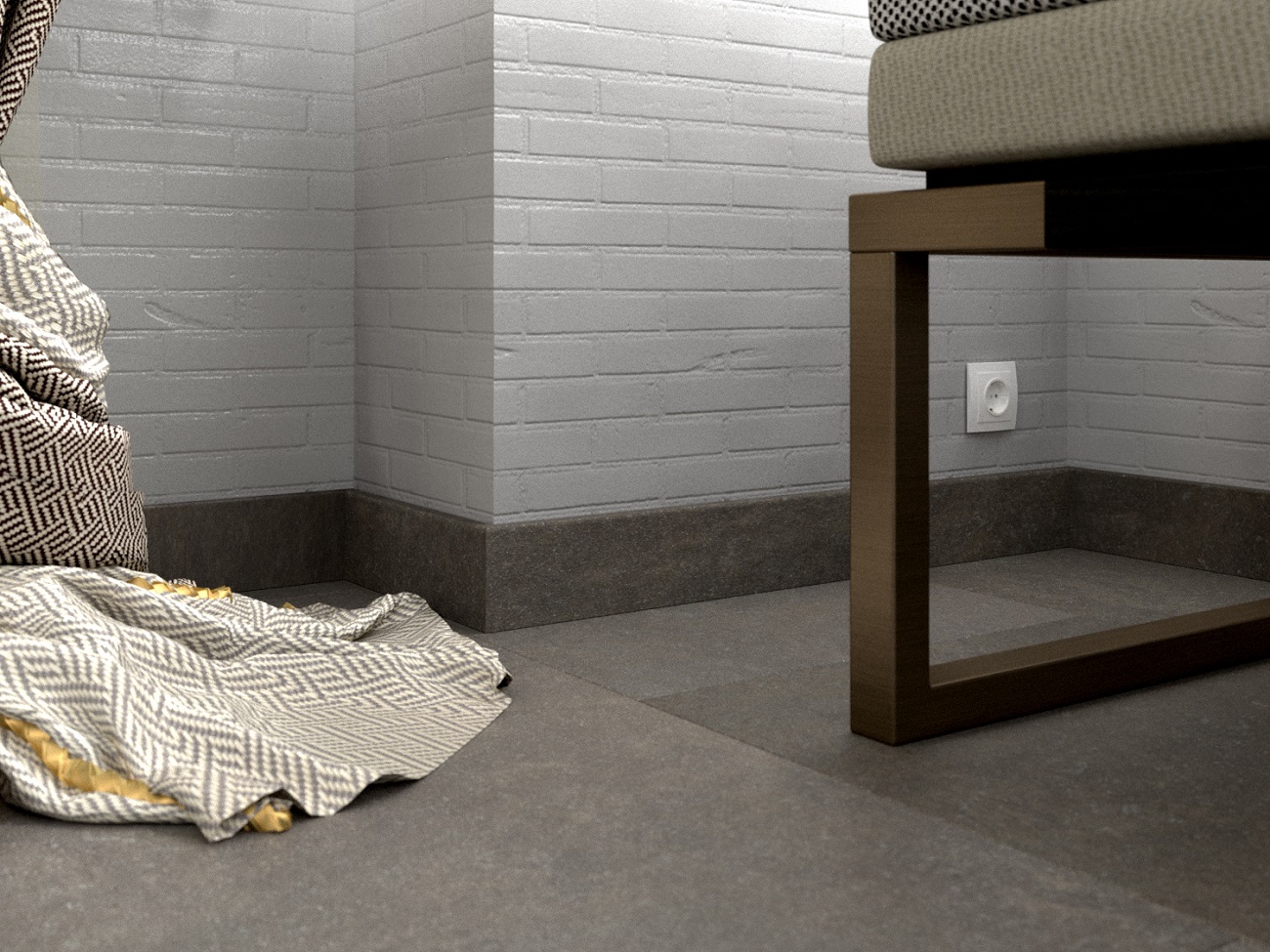 Плинтус МДФ виниловый FineFloor Stone Шато Де Анжони FF-1599/1499 2400×60×12,5 фото в интерьере