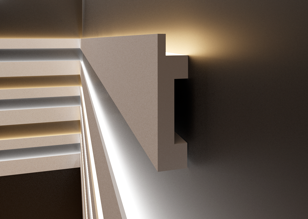 Молдинг под покраску Evrowood M07 LED с подсветкой 2000×120×18