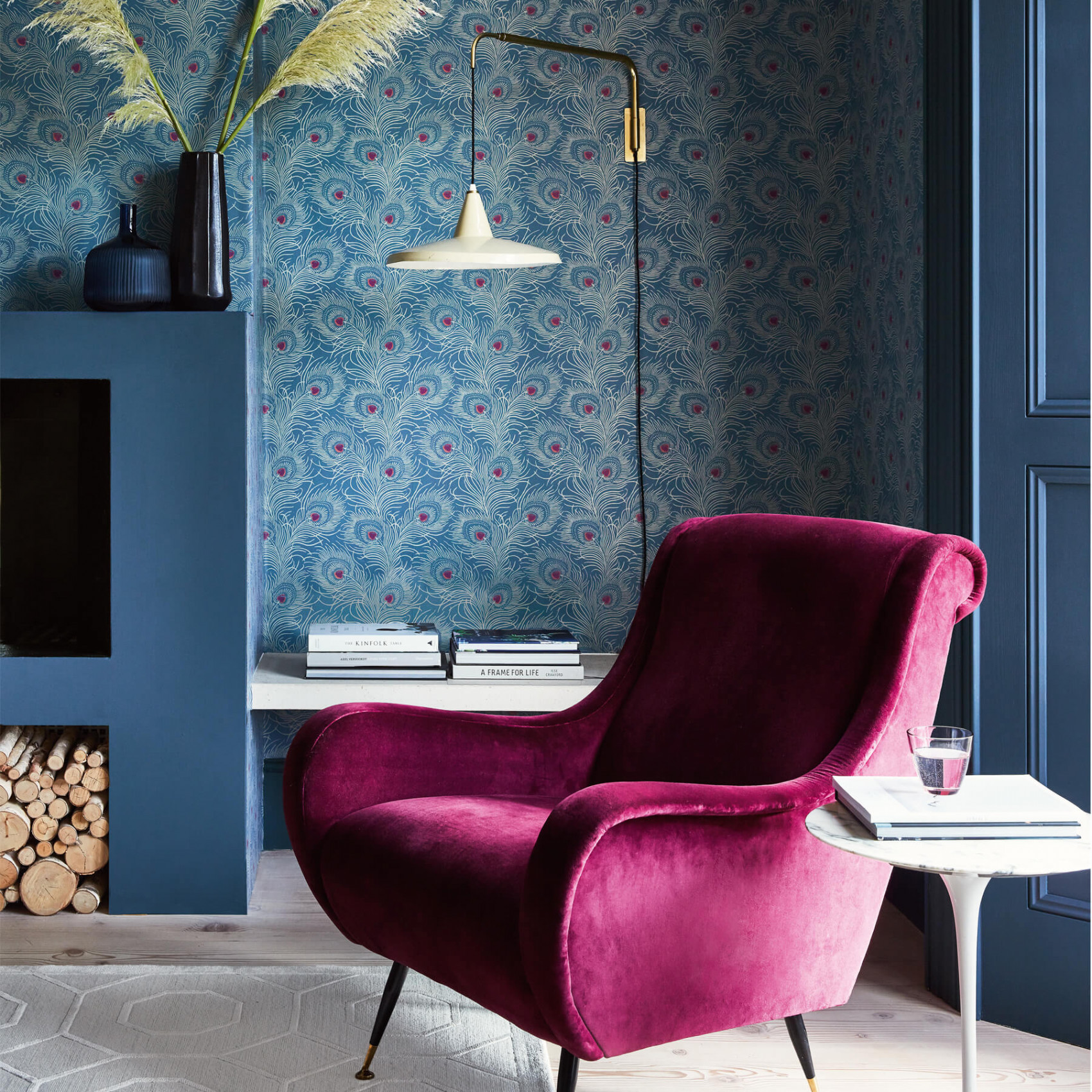 Обои Little Greene London Wallpapers V Carlton House Terrace Blue Plume 0256CTBLUEP фото в интерьере
