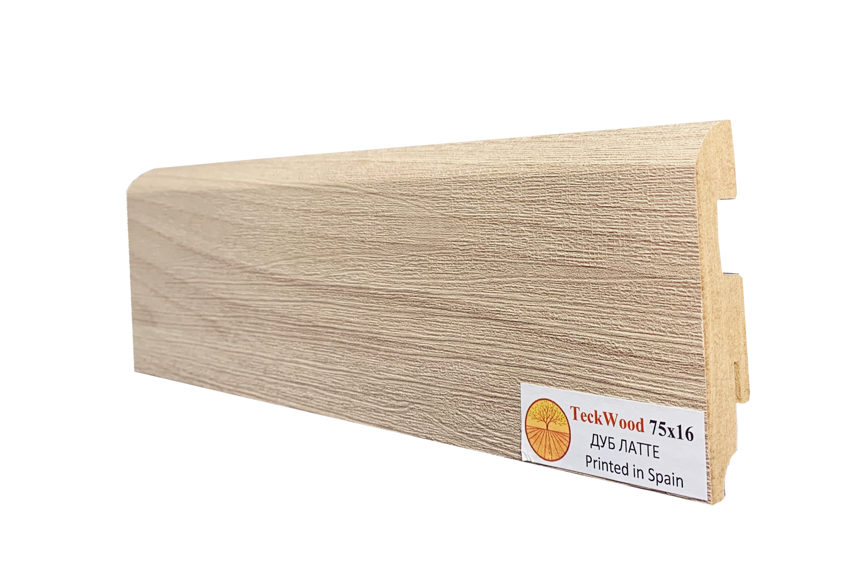 Плинтус МДФ ламинированный TeckWood Дуб Латте 2150×75×16