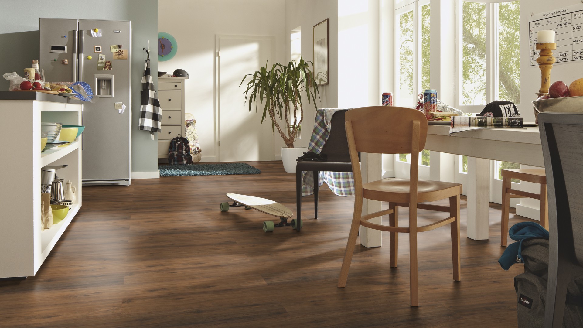 Ламинат Meister LD 150/6377 Дуб Кимзе коричневый 1288×198×8 фото в интерьере