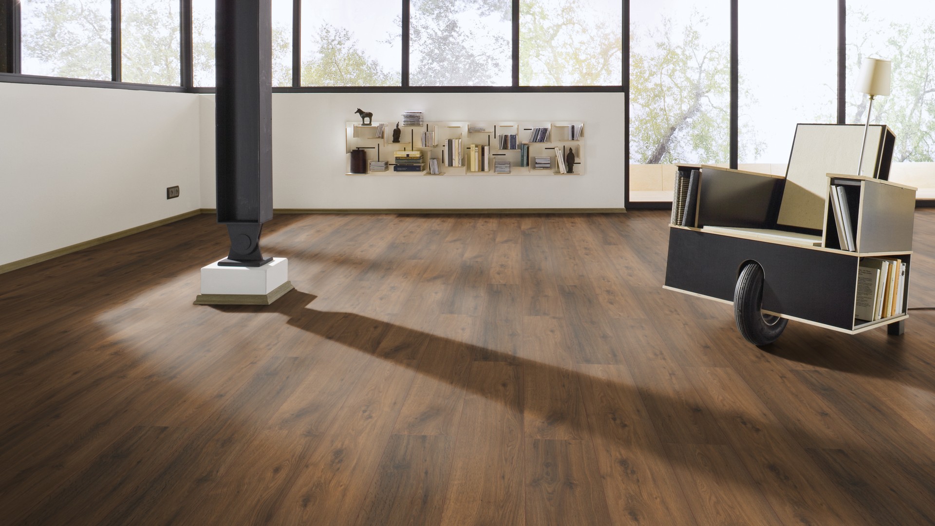 Ламинат Meister LD 150/6377 Дуб Кимзе коричневый 1288×198×8 фото в интерьере