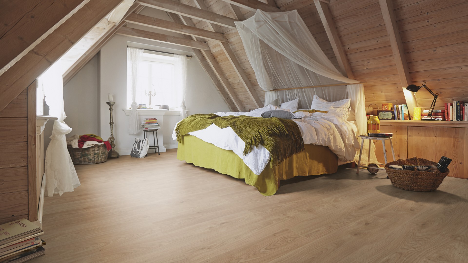 Ламинат Meister LD 150/6863 Дуб чистый спокойный 1288×198×8 фото в интерьере