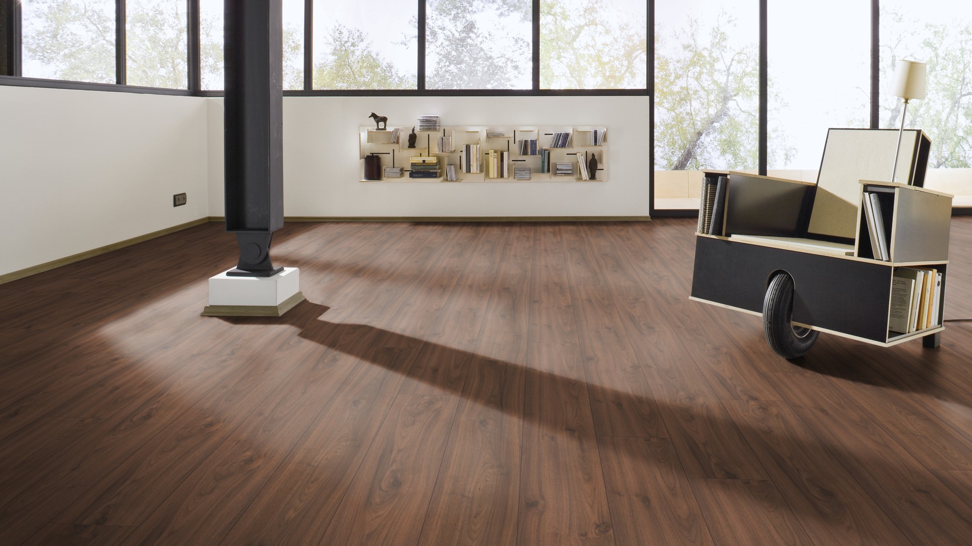 Ламинат Meister LL 150 Орех Аморе Amore walnut 600007-2052220-06389 2052×220×8 фото в интерьере