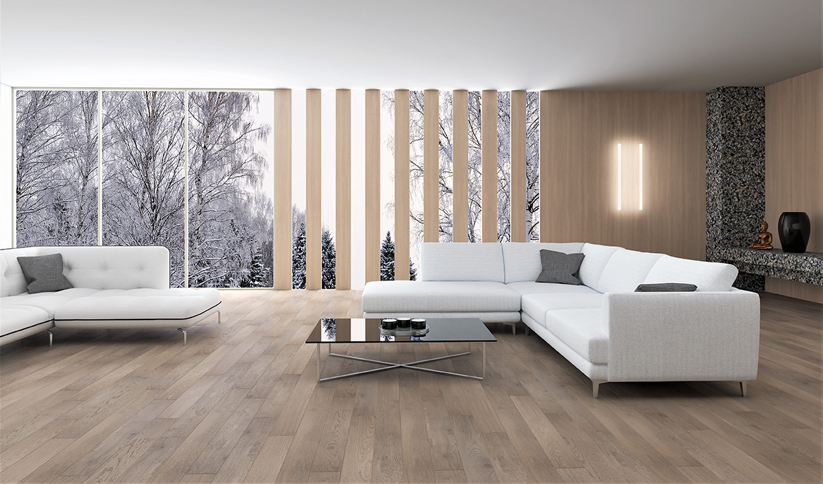 Инженерная доска Gran Parte Дуб Капучино Capuccino 003 прайм-селект 500−1500×155×15 фото в интерьере