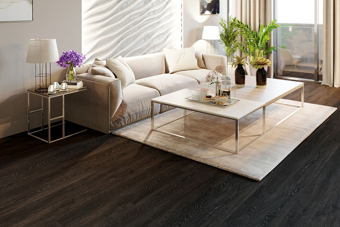 Инженерная доска Gran Parte Дуб Антрацит Antracite 024 натур-классик 500-1500×155×15 фото в интерьере