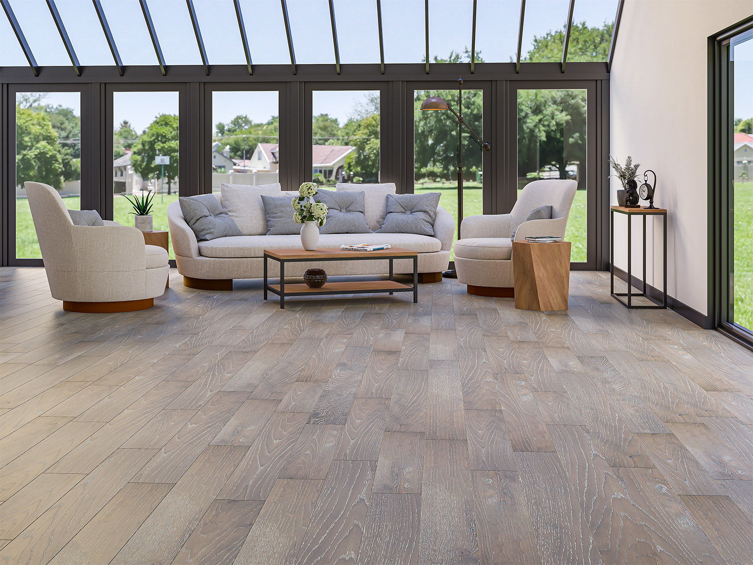 Инженерная доска Gran Parte Дуб Аргенто Argento 019 натур-классик 500−1500×155×15 фото в интерьере