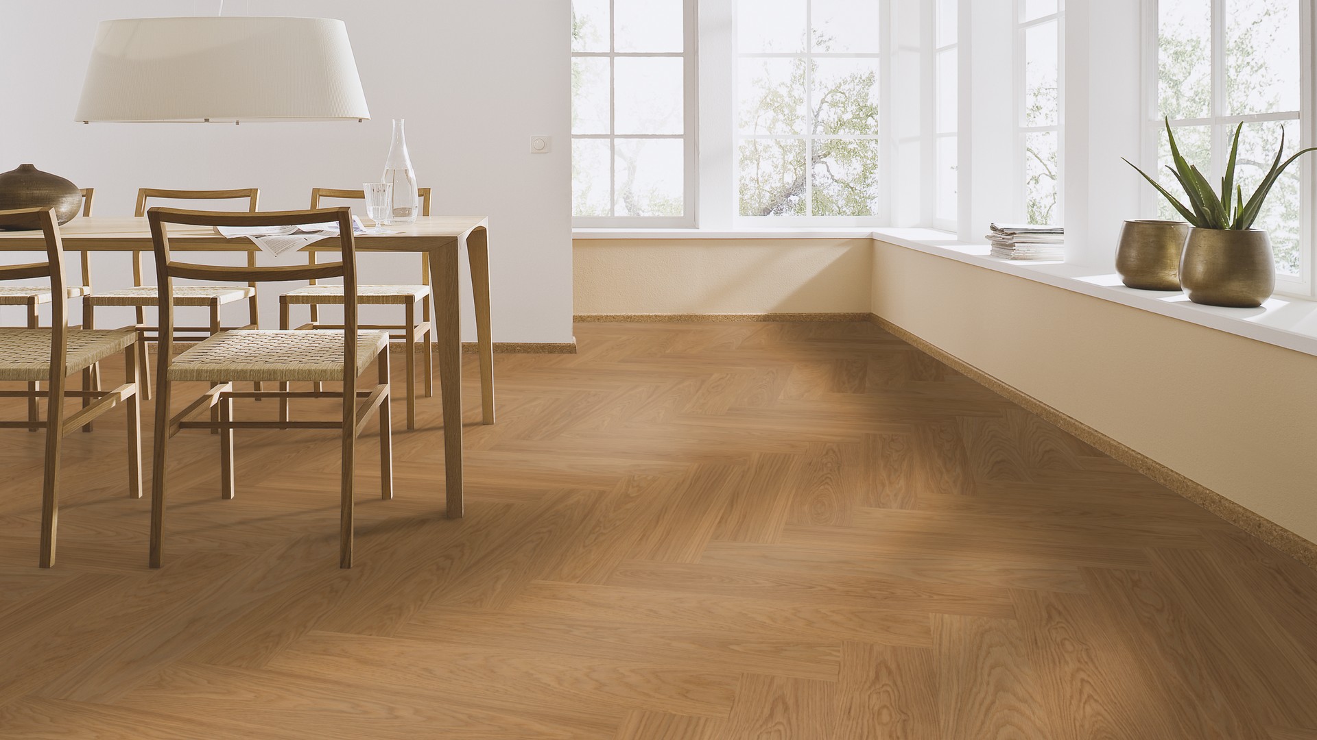 Паркетная доска Meister PS 500 Residence Дуб гармония масло 8807 елка 710×142×13 фото в интерьере