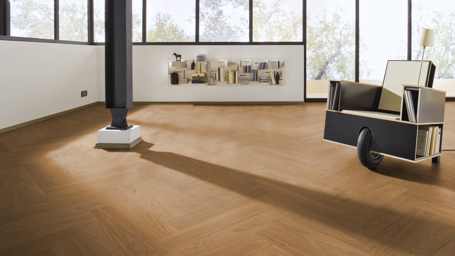 Паркетная доска Meister PS 500 Residence Дуб гармония масло 8807 елка 710×142×13 фото в интерьере