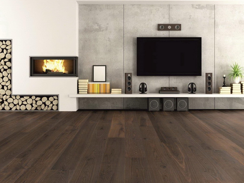 Паркетная доска Hain Ambient Oak Used look Terrabrown 2200×195×15 фото в интерьере