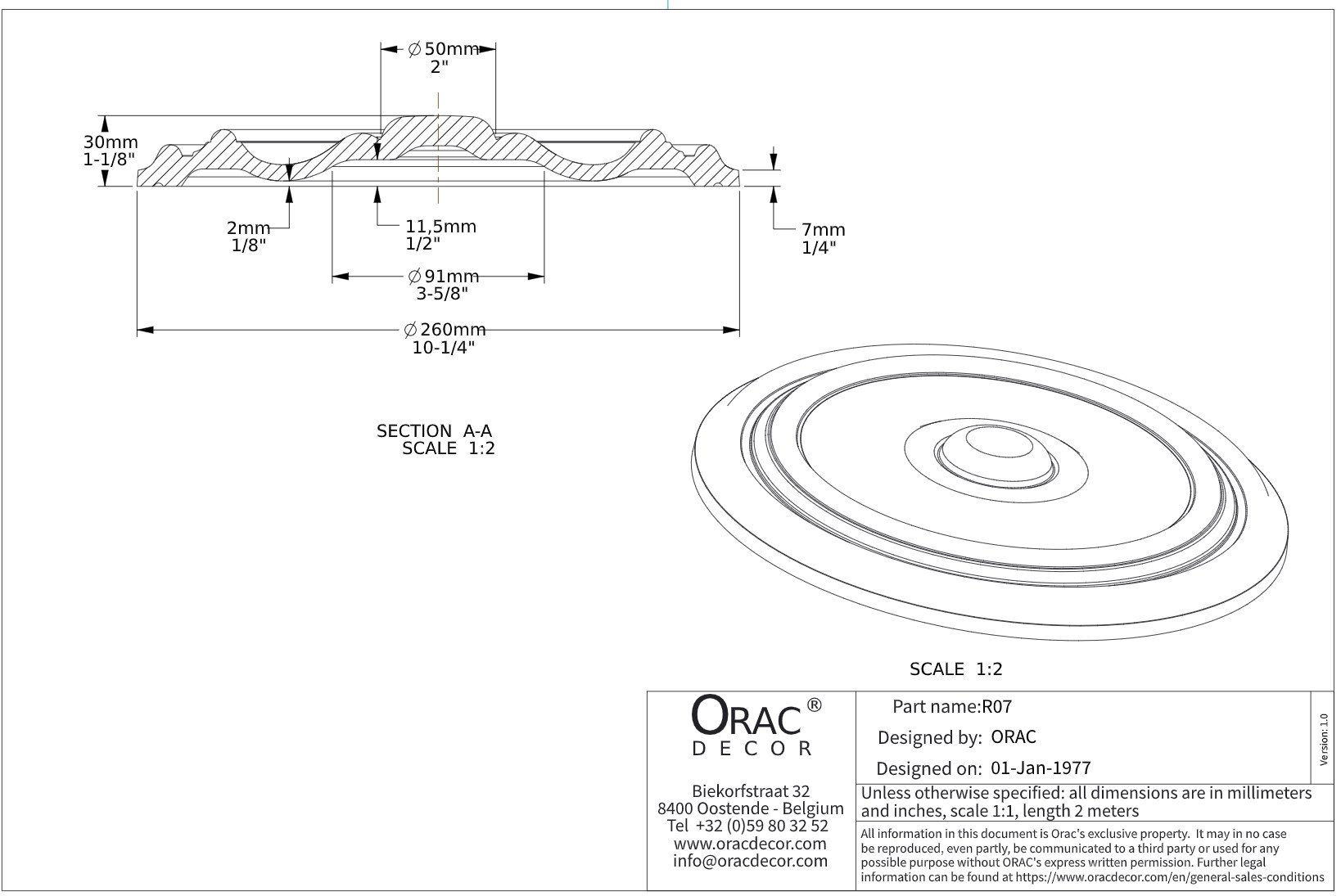 Потолочная розетка под покраску Orac Decor R07 26см