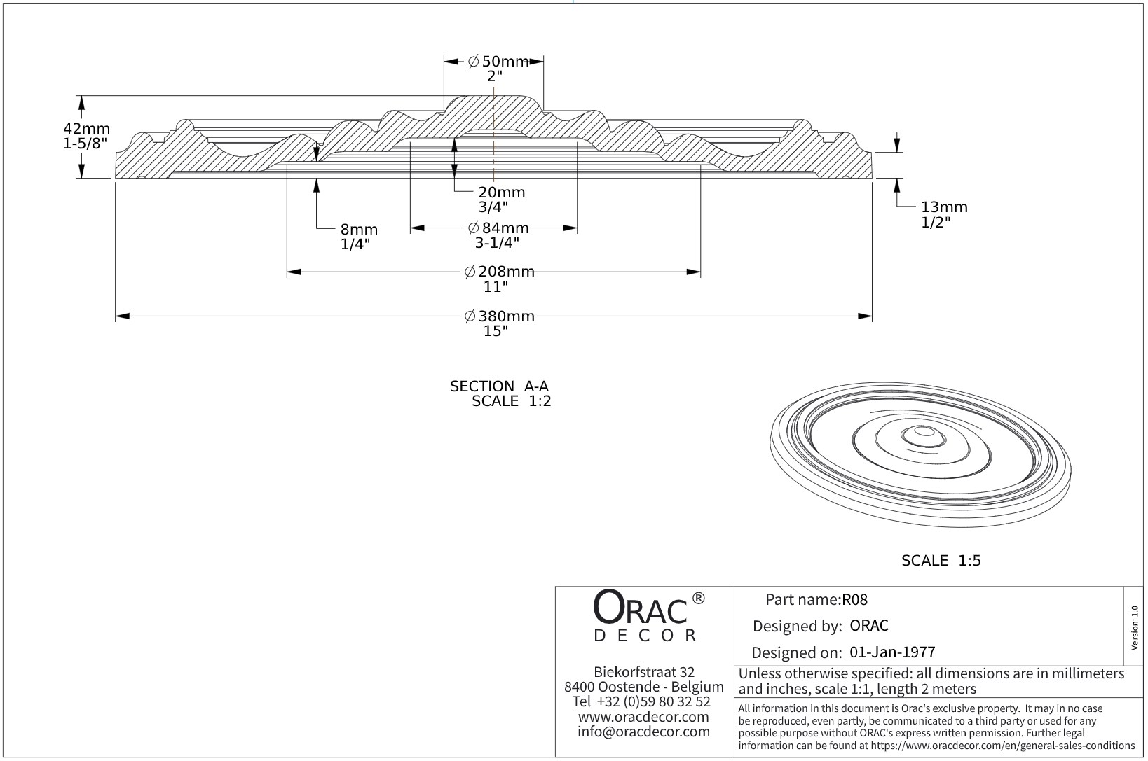 Потолочная розетка под покраску Orac Decor R08 38см