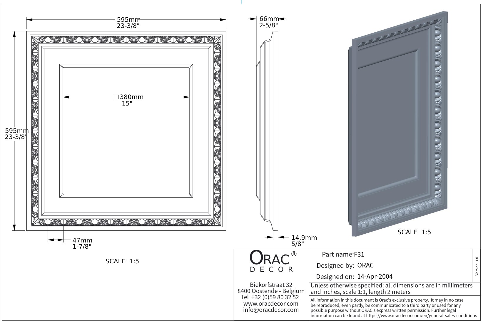 Потолочная плитка под покраску Orac Decor F31