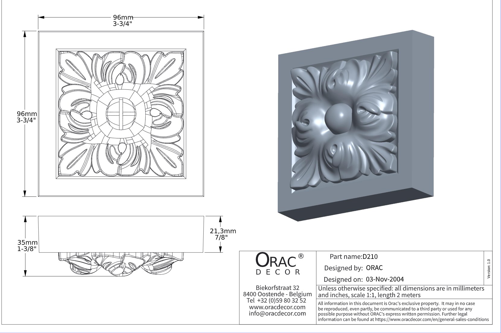 Дверной декор верхний под покраску Orac Decor D210