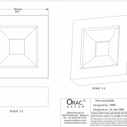 Дверной декор верхний под покраску Orac Decor D200