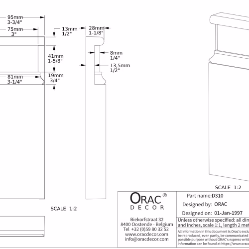 Дверной декор нижний под покраску Orac Decor D310
