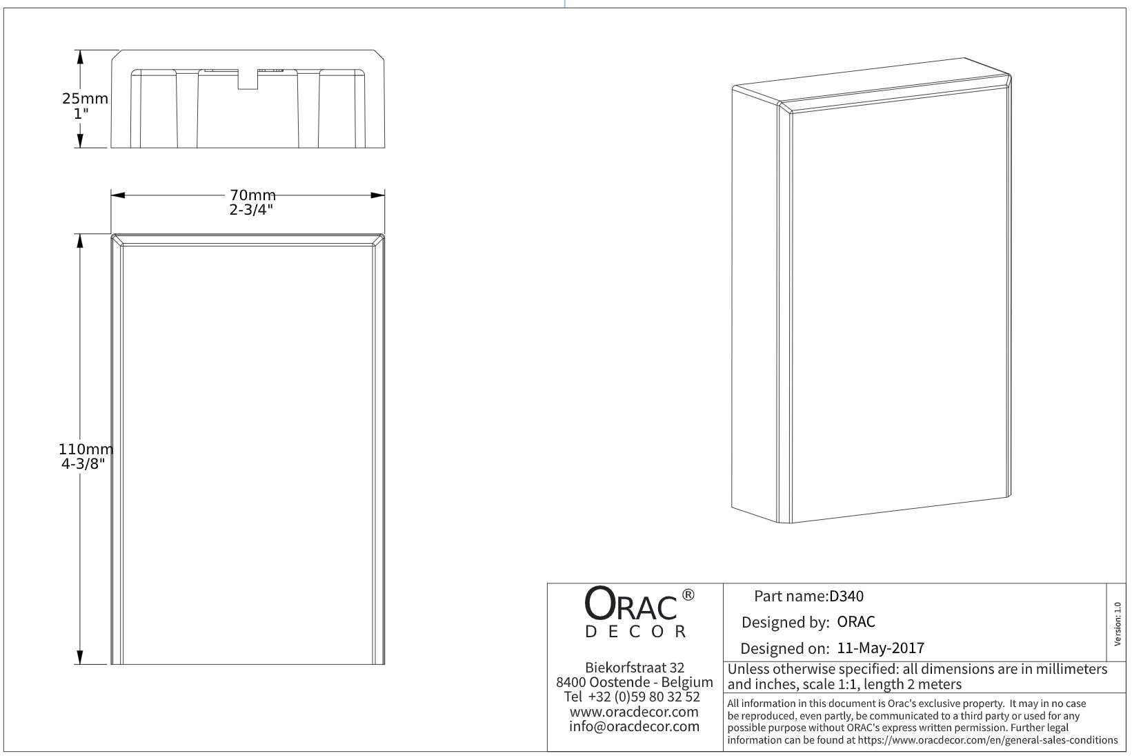 Дверной декор нижний под покраску Orac Decor D340