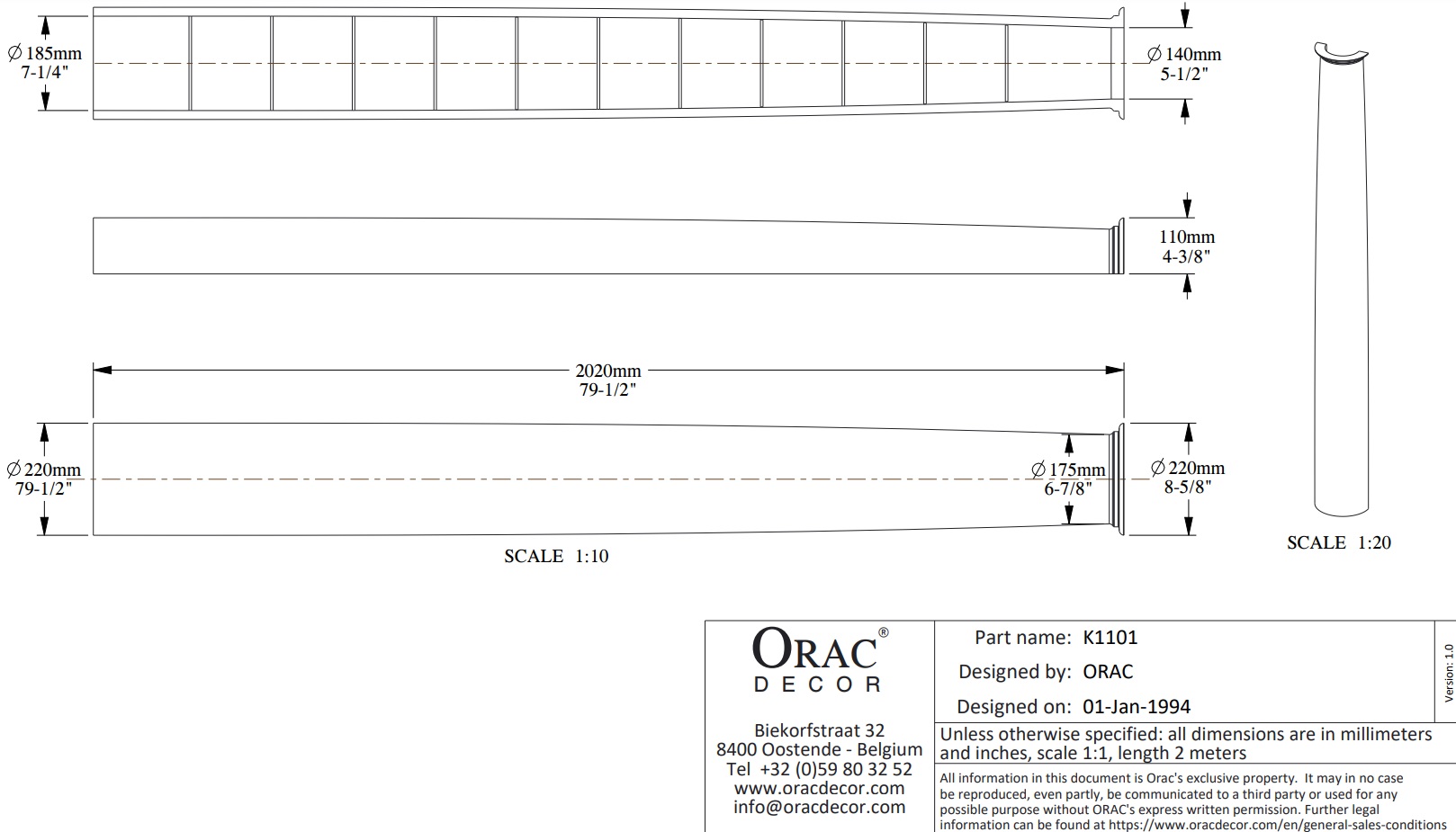 Полуколонна под покраску Orac Decor K1101