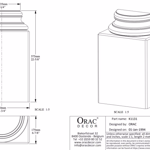 База полуколонны под покраску Orac Decor K1131