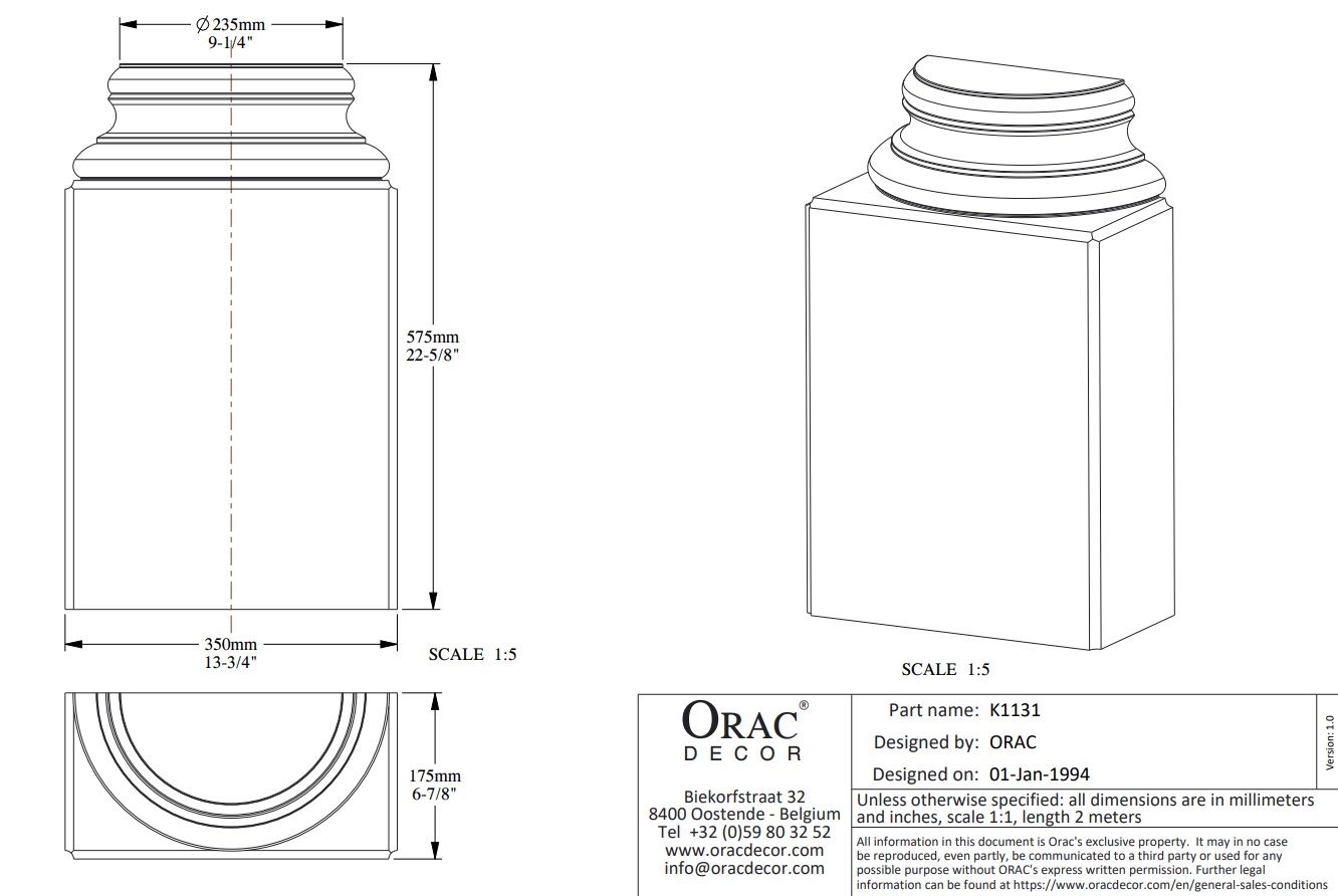 База полуколонны под покраску Orac Decor K1131