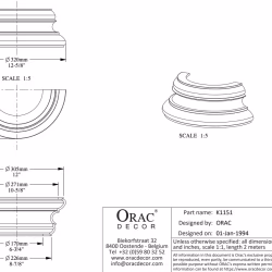 База полуколонны под покраску Orac Decor K1151