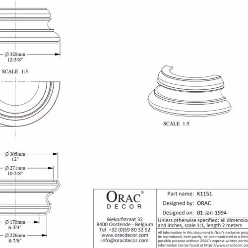 База полуколонны под покраску Orac Decor K1151
