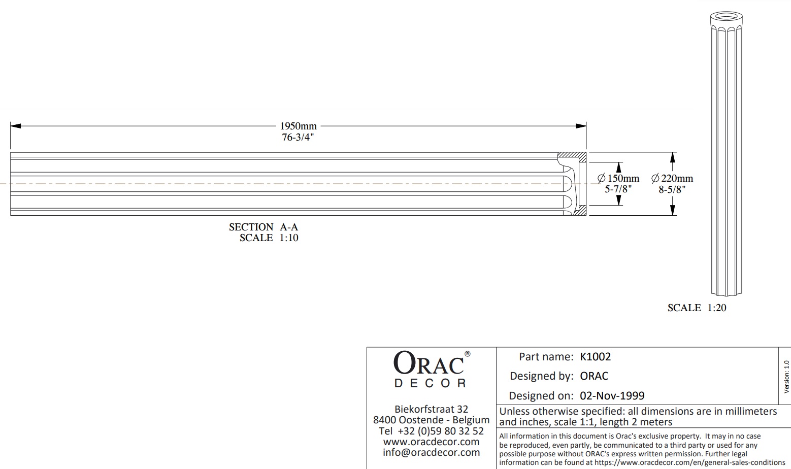 Колонна под покраску Orac Decor K1002