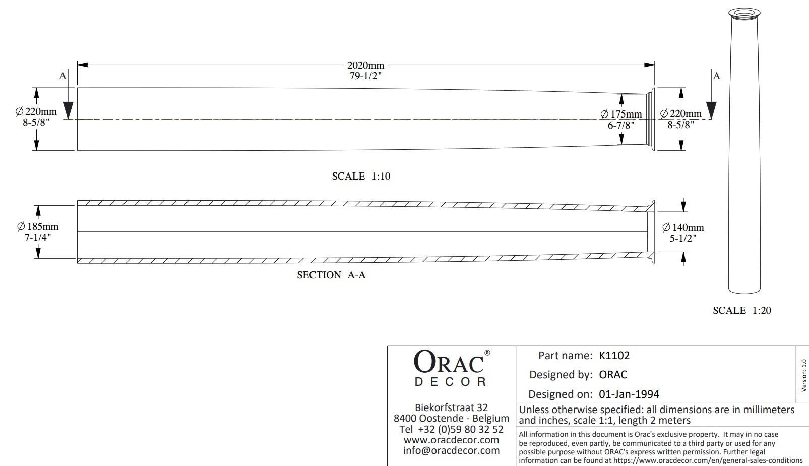 Колонна под покраску Orac Decor K1102