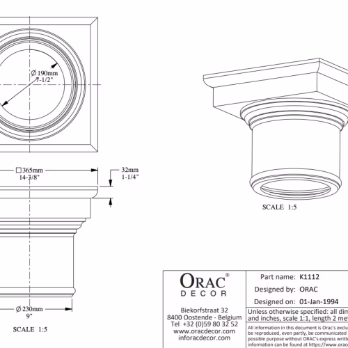 Капитель колонны под покраску Orac Decor K1112