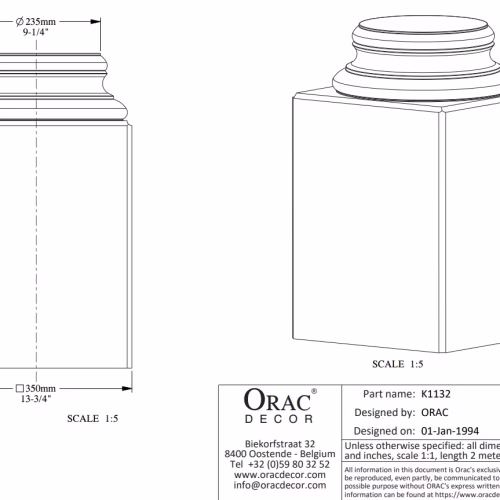 База колонны под покраску Orac Decor K1132