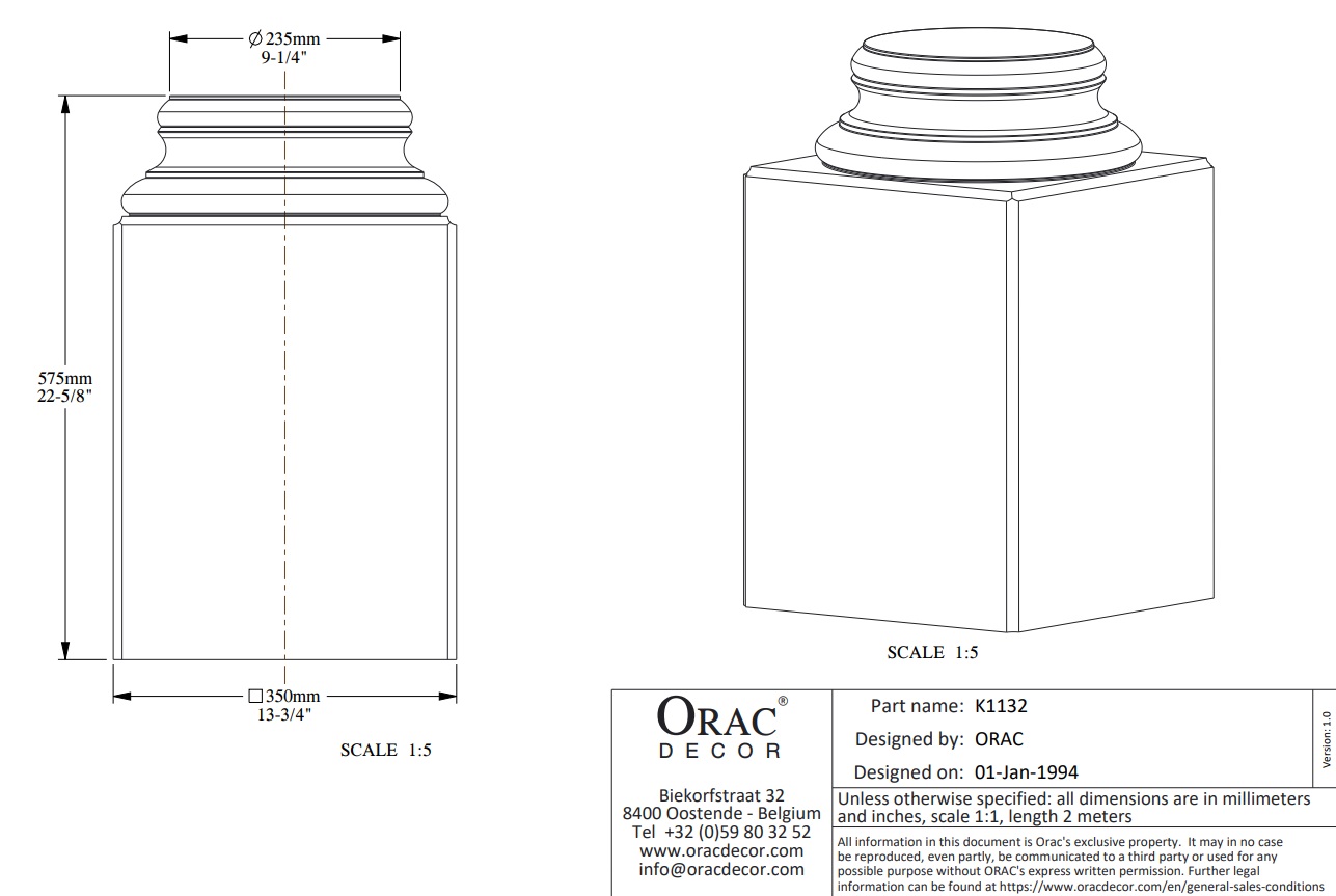 База колонны под покраску Orac Decor K1132