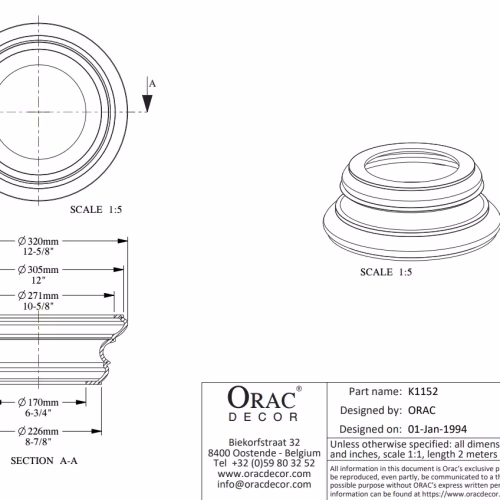 База колонны под покраску Orac Decor K1152