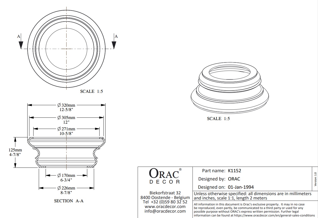 База колонны под покраску Orac Decor K1152