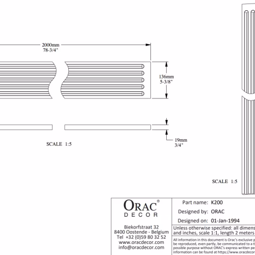 Пилястра под покраску Orac Decor K200