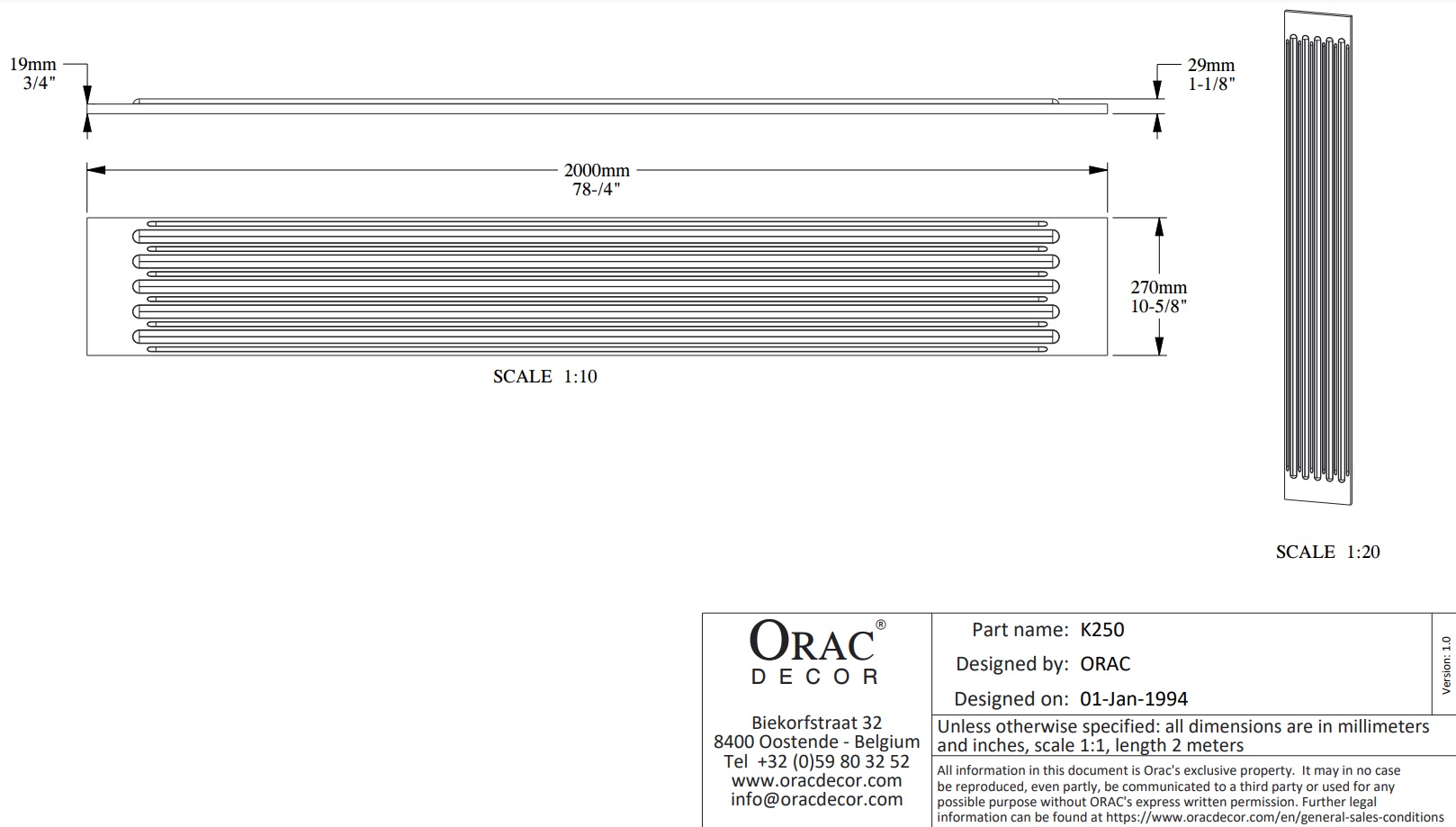 Пилястра под покраску Orac Decor K250