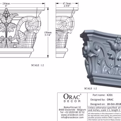 Капитель пилястры под покраску Orac Decor K201