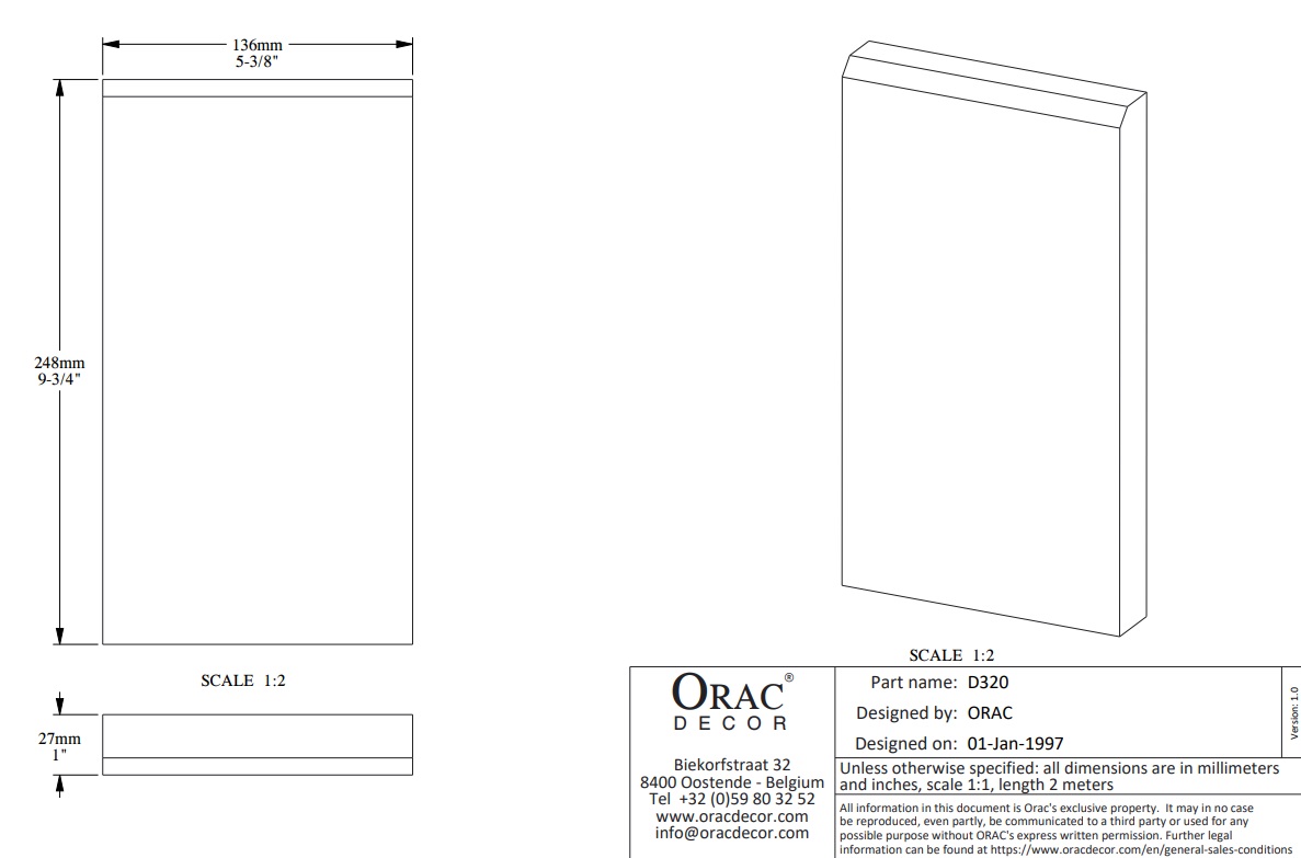 Дверной декор нижний под покраску Orac Decor D320