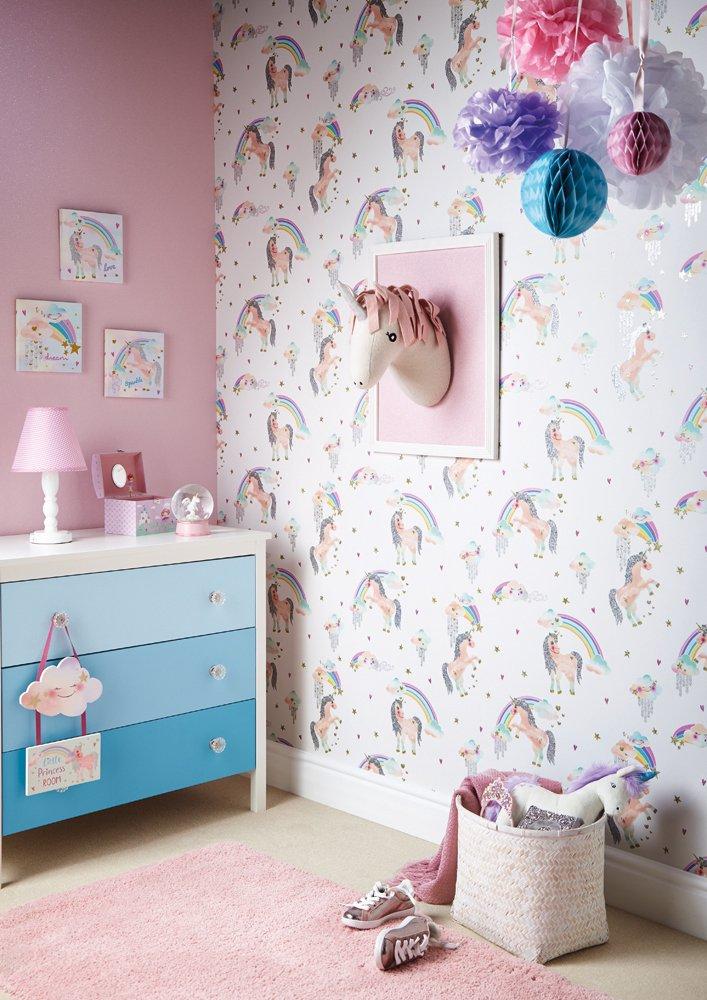 Обои ArtHouse Children Rainbow Unicorn 696109 фото в интерьере