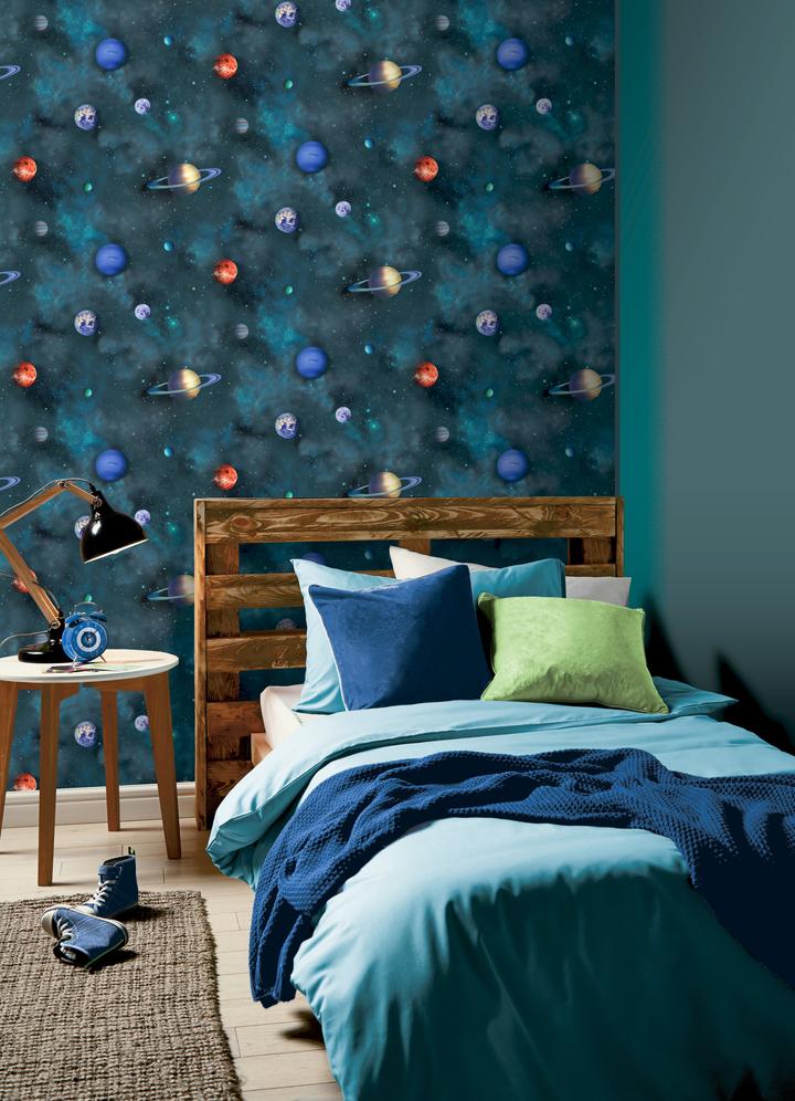 Обои ArtHouse Children Solar Navy 296000 фото в интерьере