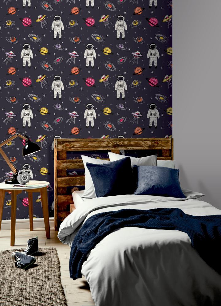 Обои ArtHouse Children Spaceman Navy 697901 фото в интерьере